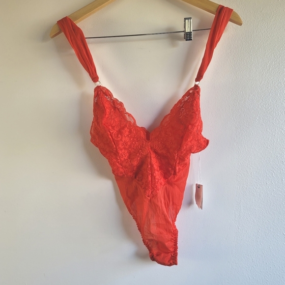We Are HAH (Revolve), Cheap And Cheerful Bodysuit, Blood Orange Red, Size Small - Picture 9 of 14